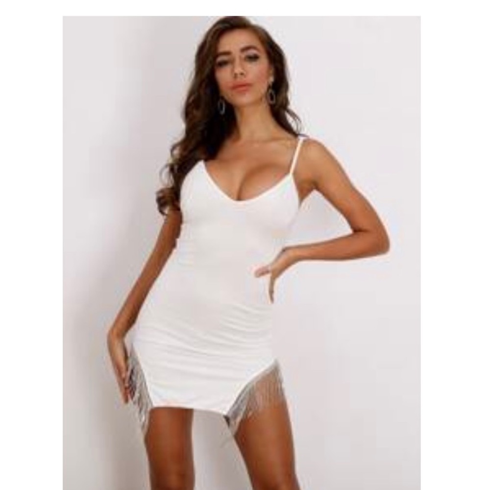 Rhinestone fringe mini dress